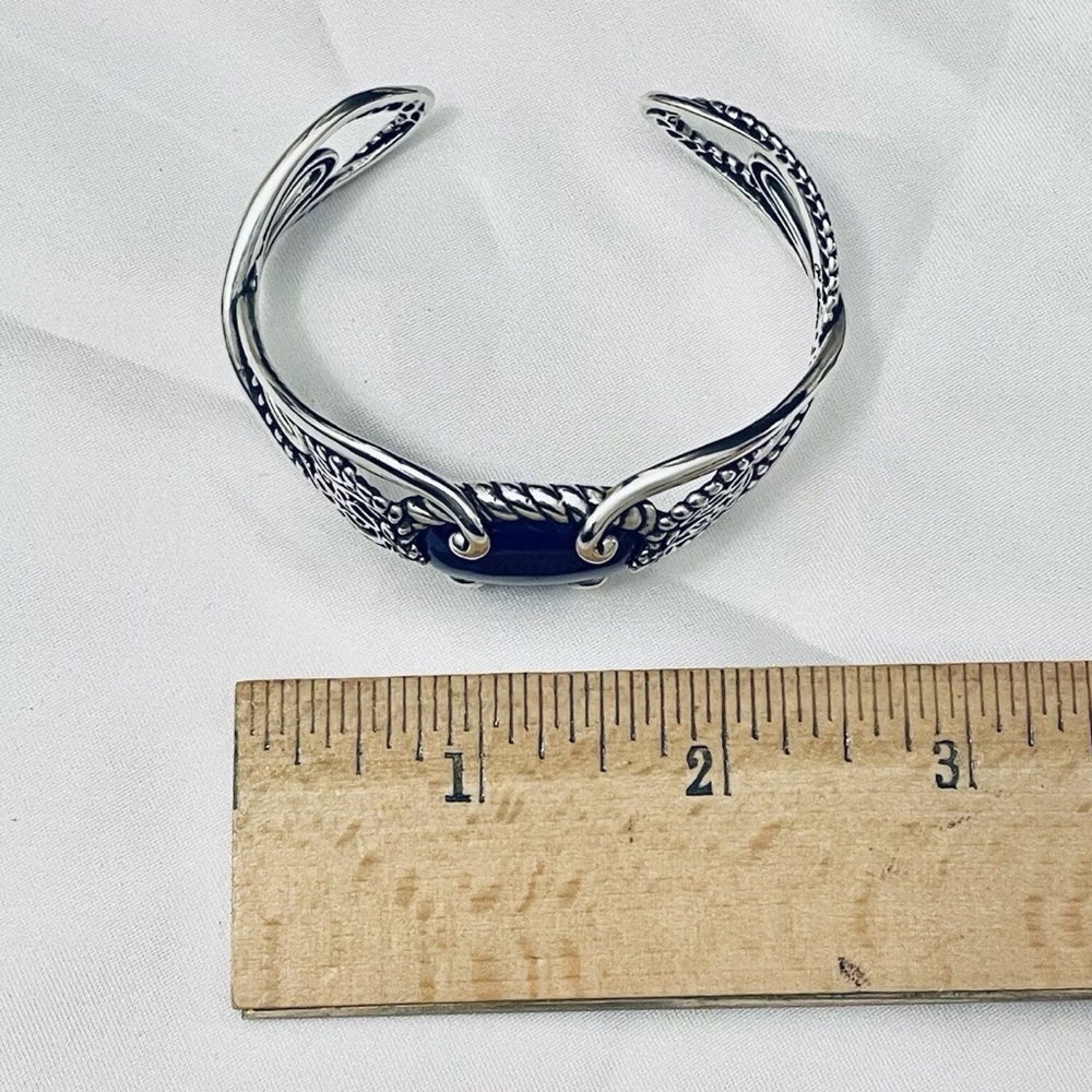 Carolyn Pollack Blue Lapis Lazuli and Sterling Silver Women's Cuff Bracelet - Picture 5 of 8